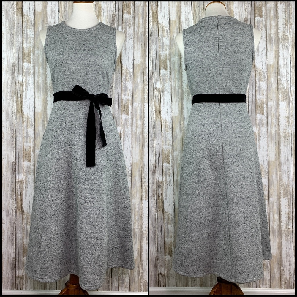 J Crew NWT Gray A-Line Velvet Tie Dress Size 4